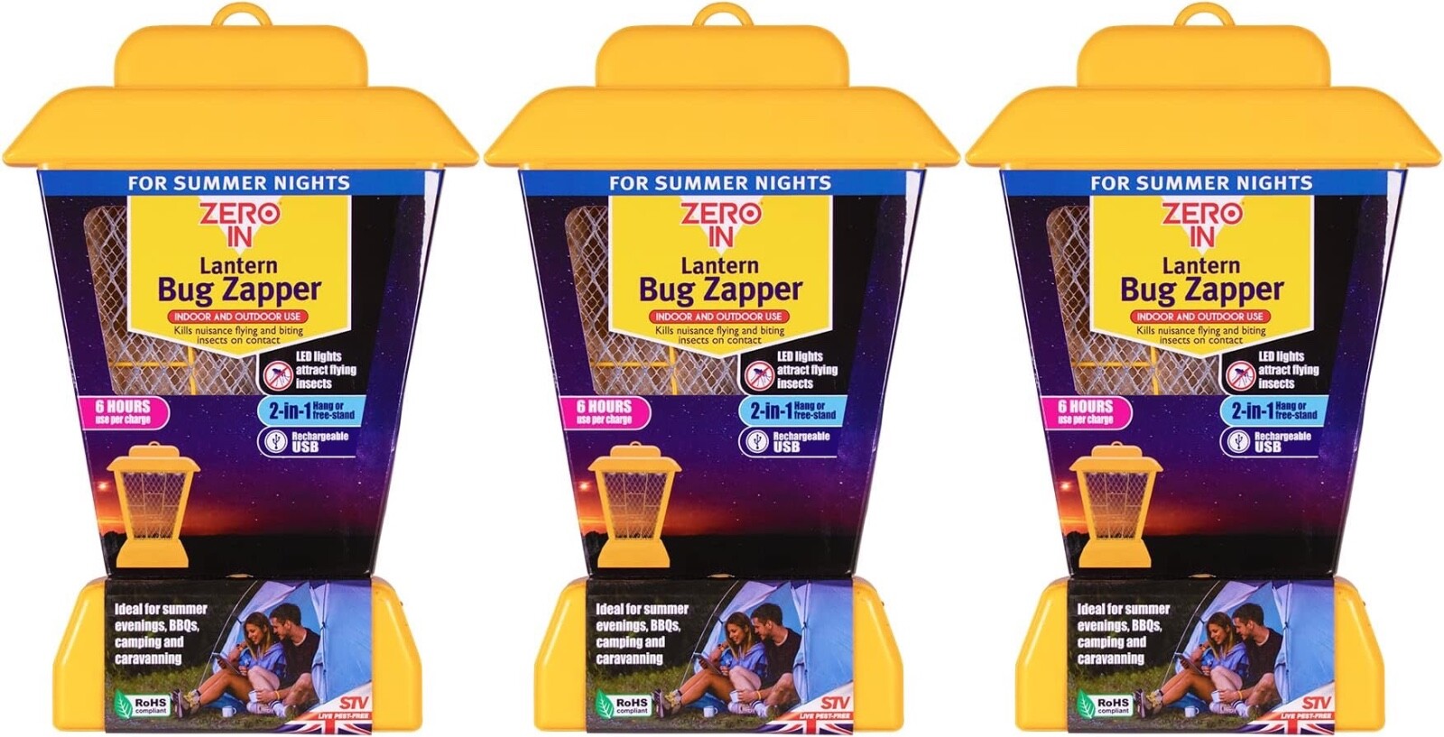 3x Zero In Indoor Outdoor Garden BBQ Picnic Lantern Bug Fly Insect Zapper Killer