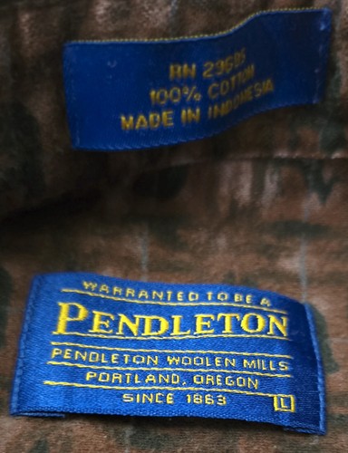 Pendleton Button Up Shirt Mens Large Brown Heavy Soft Cotton Long Sleeve Bears - Picture 2 of 2