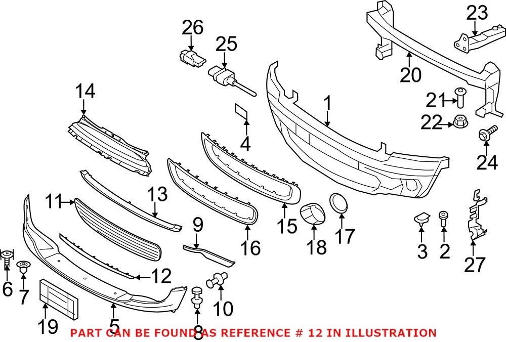 Front Bumper Number Plate Cover Trim For Mini Cooper F55 F56 F57 (2014-2021) - Gloss Black, Replaces 51117337791