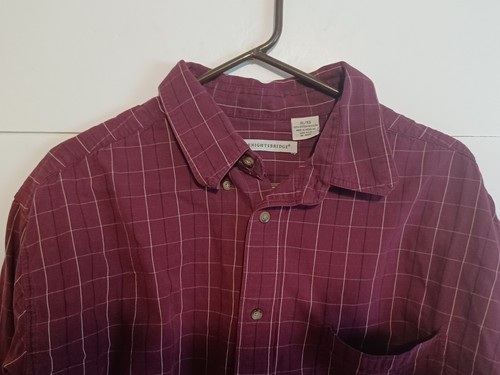 KnightsBridge Men Button Up Shirt XL/XG Maroon Striped, Pockets Long Sleeve - Picture 4 of 6