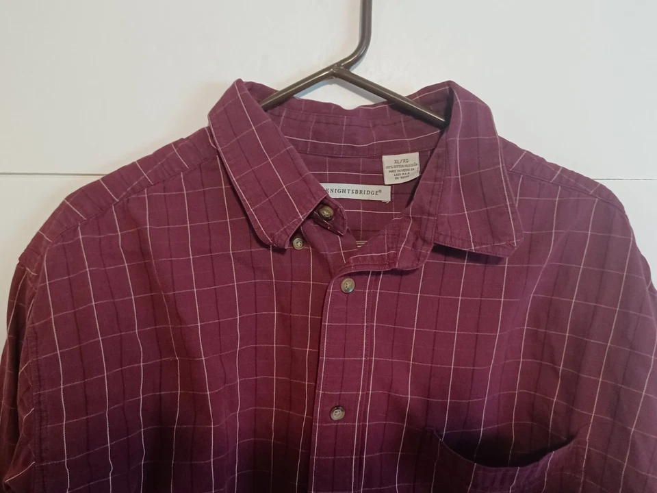 KnightsBridge Men Button Up Shirt XL/XG Maroon Striped, Pockets Long Sleeve - Image 4 of 4