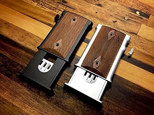 Soporte para tarjetas de visita M1911 Silver Colt Gobierno agarre de nogal aluminio magnesio - Imagen 3 de 13