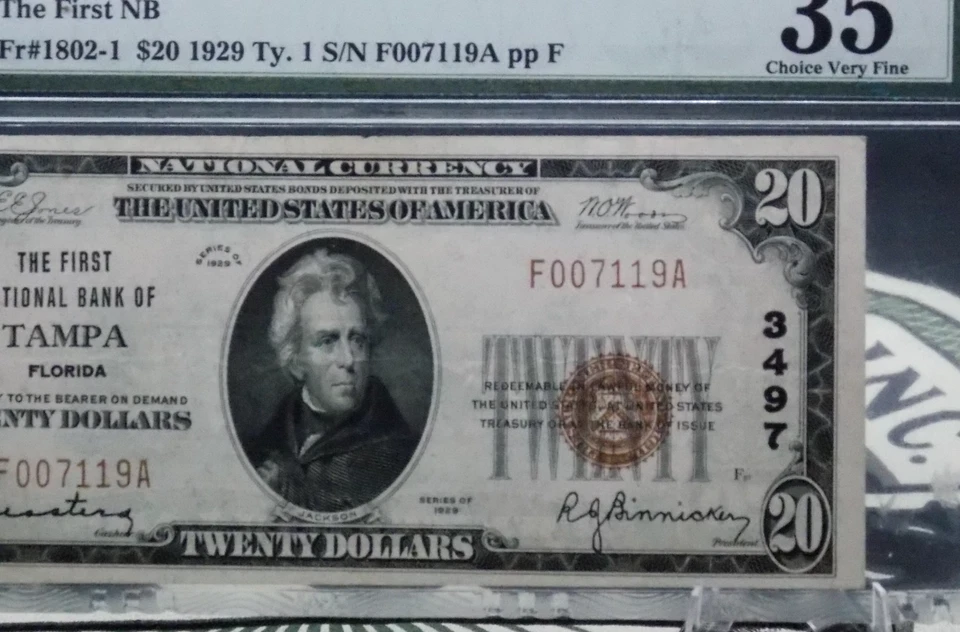 1929 $20 FRN National Currency *TAMPA* FL Ch#3497 PMG VF35 Choice Very Fine #004 - Image 3 of 4
