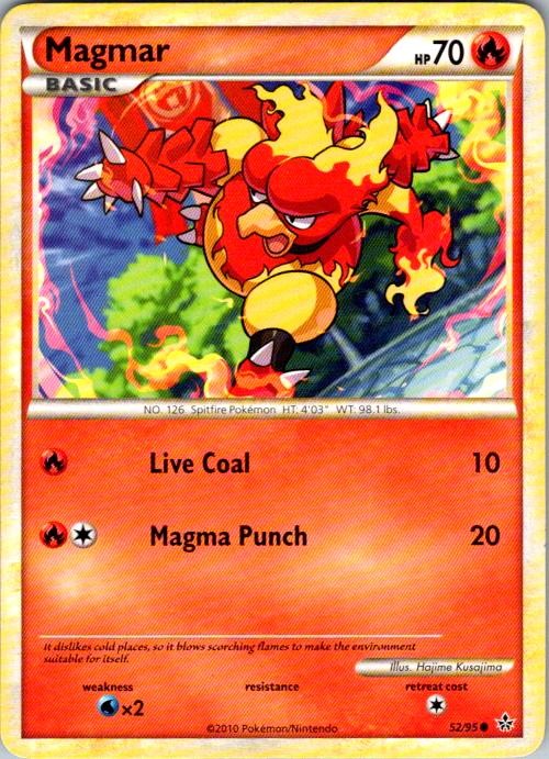 Magmar 52/95 Common HGSS Unleashed Pokemon Lightly Played
