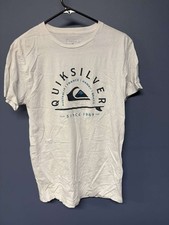 Quiksilver White Graphic T Shirt Regular Fit Size M 20x28 Surf Logo