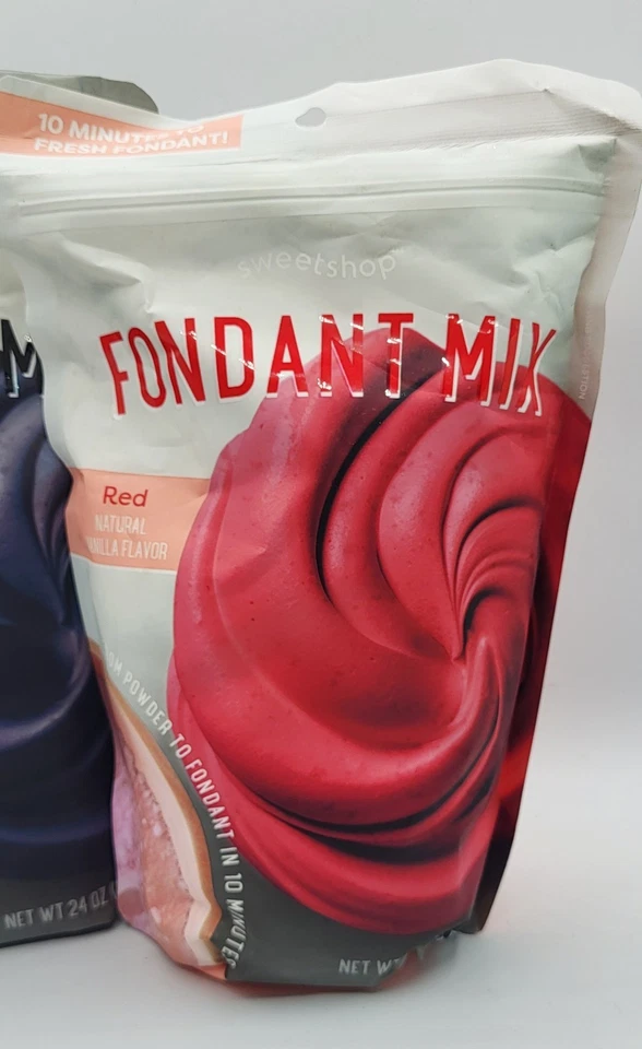 3x Mezcla de fondant Sweetshop 24 oz ea azul brillante, rojo, negro sabor vainilla natural Foto 4 de 4