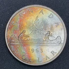 New Listing1963 Canada Silver Dollar $1 - Rainbow Toned