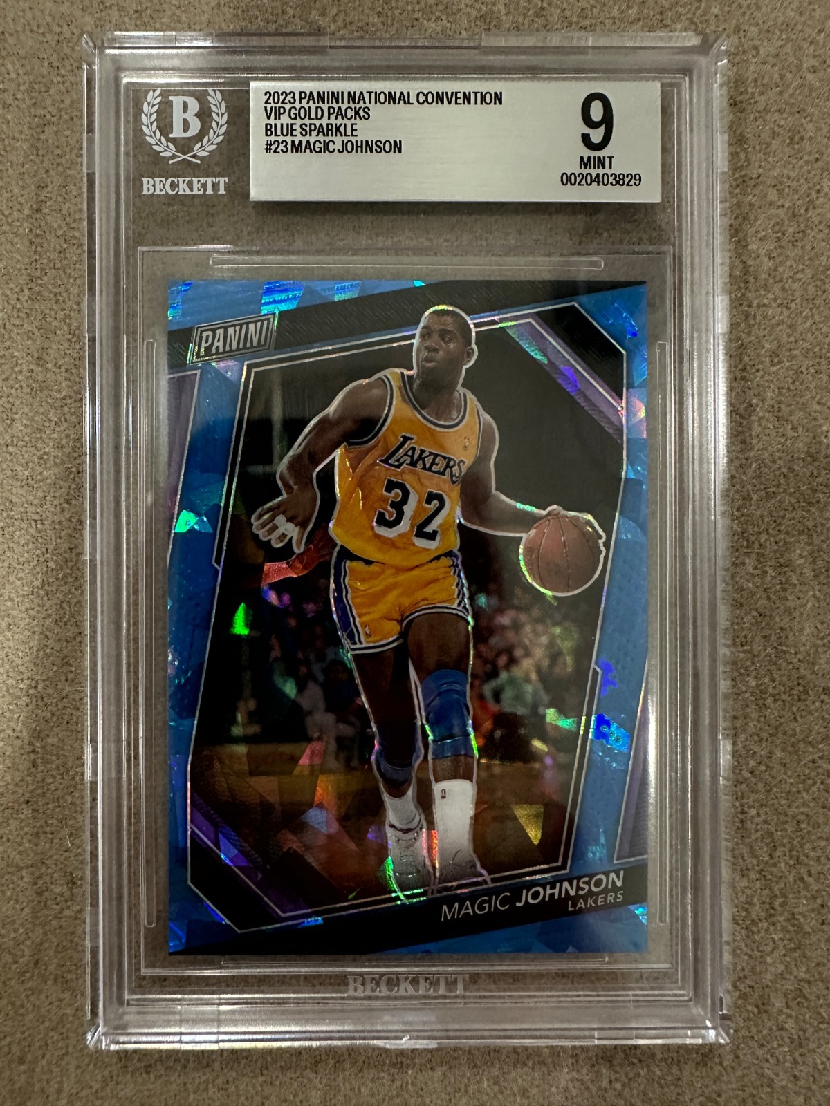 Magic Johnson 2023 Panini National Blue Sparkle 117/149 BGS 9 Mint
