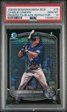 2025 BOWMAN MB CHROME PROSPECTS BLACK REFRACTOR #75 CHARLIE CONDON 10/10 PSA 10