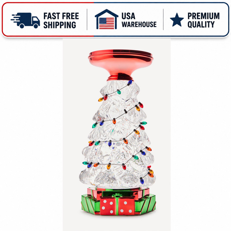 Bath & Body Works Christmas Tree Water Globe 3-Wick Candle Holder