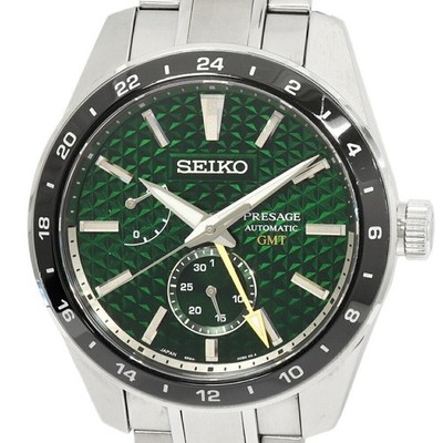 Seiko Presage Sharp Edged Series GMT SARF003 6R64-00C0 Herren funktionstüchtig