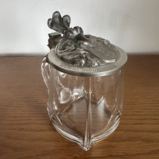 Vintage Glas Krug Bierkrug B! Germania Regensburg Zinndeckel Burschenschaft 0,5L