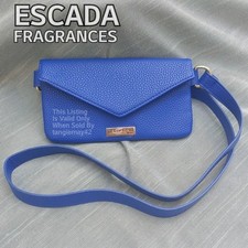 Escada Fragrances Blue Indigo Pebbled Faux Leather Mini Shoulder Purse Bag NWOT