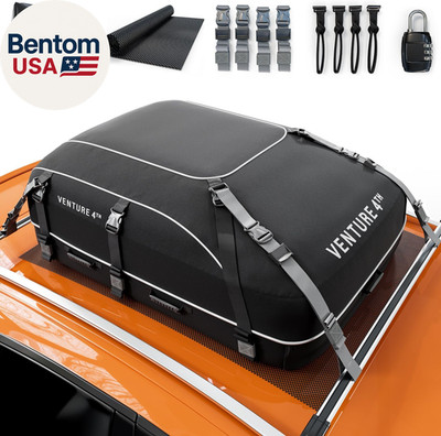 Car Rooftop Cargo Carrier   21 Cubic Feet Soft-Shell Waterproof Roof Bag with 10