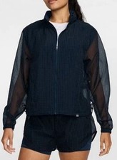 Nike Women  s Running Division Jacket Large Navy Blue Grid Packable Loose Fit New