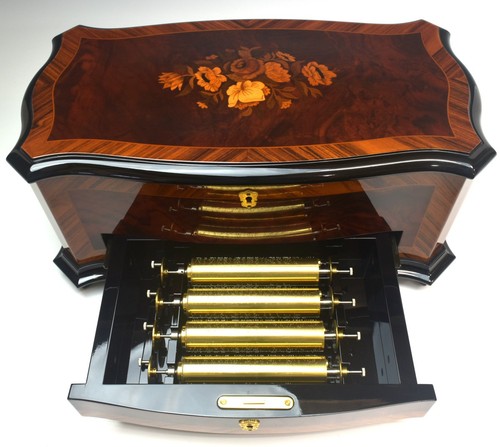REUGE Inlaid case 72 valves 5 cylinders 15 songs Music Box Authentic FromJapan - Picture 9 of 10