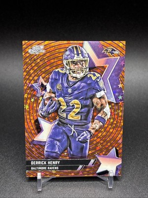 2025 Topps Chrome Cosmic Derrick Henry STARFACTOR ORANGE 22/25 JERSEY MATCH SSP!