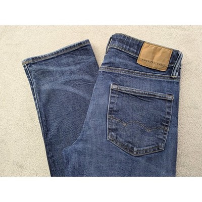 American Eagle Mens Size 30x34 Relaxed Straight Jeans Dark Wash Airflex