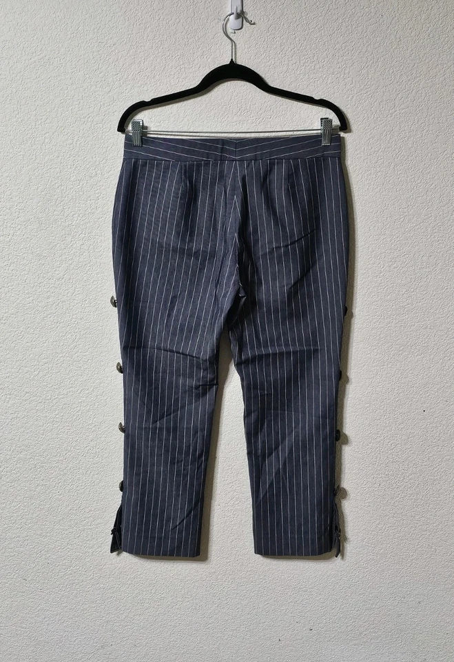 Pantalones Body By Victoria para mujer 8 The Christie Fit tiro medio rayas recortados azules Foto 2 de 4