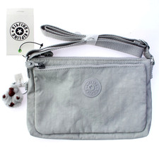 NWT / KIPLING Women's MIKAELA Crossbody Bag,  Adjustable Strap, Nylon Shell Grey