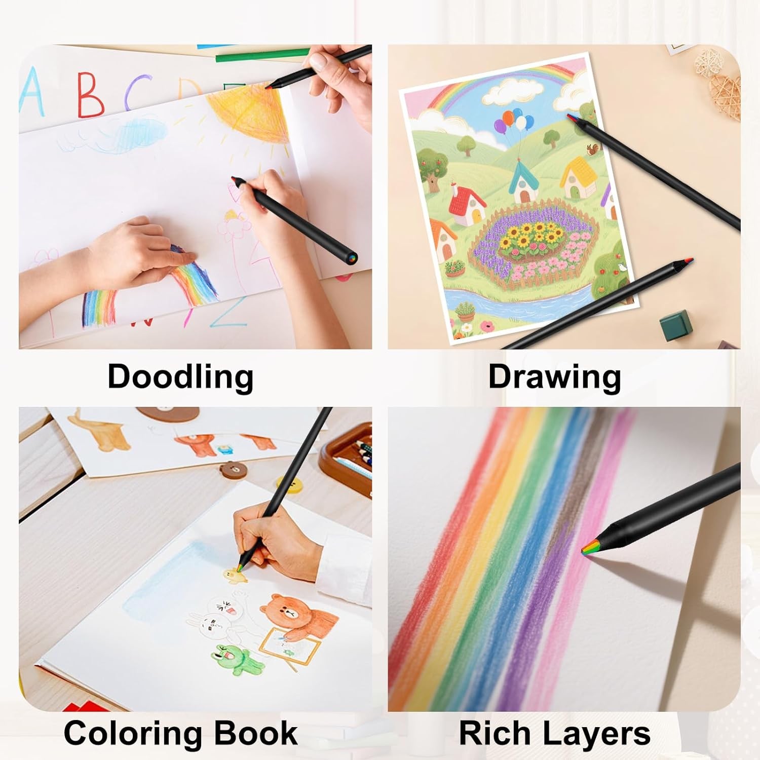 Stocking Stuffers for Kids Teens Adults, Art Supplies 16 Pcs Rainbow Colored Pen