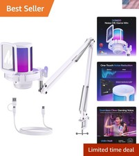 USB Microphone for PC with Clear Voice  Noise Reduction  RGB Lighting, Tap-...