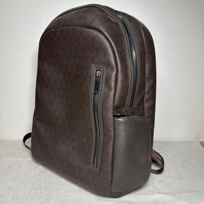Dunhill Windsor Backpack Bag w/ Umbrella Brown PVC Canvas AD Logo Monogram Men's