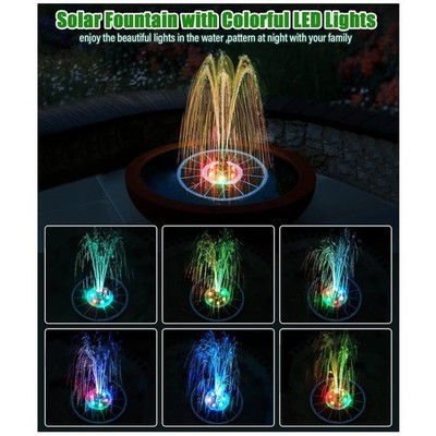 Glass Solar Fountain Pump with Battery & 7 Nozzles