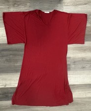 Natori Women’s Maxi Dress Cotton Red V Neck Kimono Sleeves Sz S Indie Boho