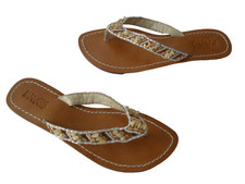 MANGOS EXOTIC ISLAND BALI LEATHER FLIP FLOPS SANDALS WOMEN US9 SEXY HOT FREE S/H