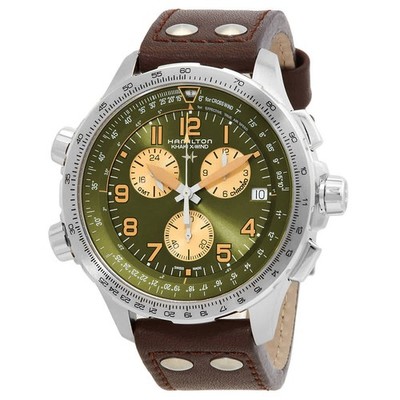 Hamilton Khaki Aviation Chronograph Quartz Green Dial Men's Watch H77932560
