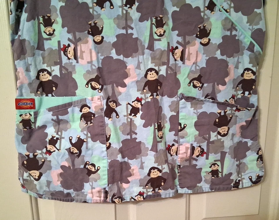 Blusa Médica DICKIES Para Mujer Talla L 100% Algodón Mono Cuello en V 2 Bolsillos Foto 4 de 4