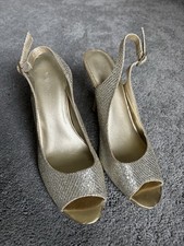 Nine West Women's Silver And Gold Ankle Strap Heel, Size 7.5M