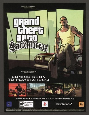 GTA Grand Theft Auto San Andreas Playstation 2 PS2 PC Xbox Promo Ad Print Poster