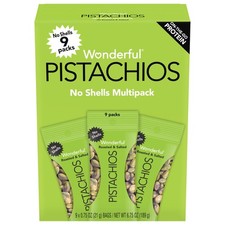 Wonderful Pistachios No Shells, Roasted Salted Nuts, 0.75 Ounce Bag Pack of 9