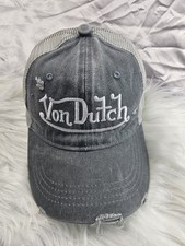 VonDutch  Cotton Denim Distressed Retro Y2K Trucker Grey/White Cap [New, OSFA]