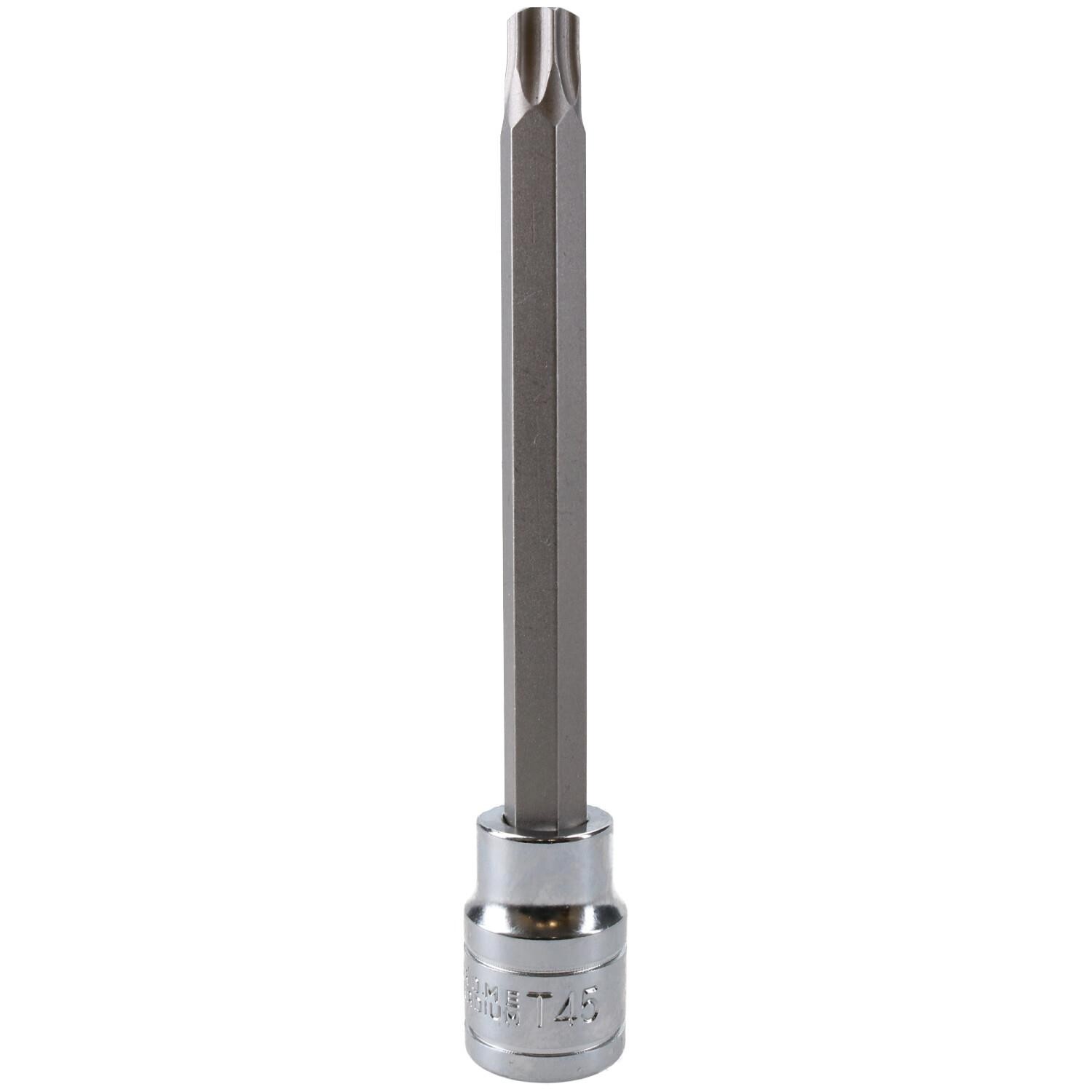 T45 3/8"" Drive Extra Long 110mm Tamperproof Tamper Torx Star Security Bit Socket