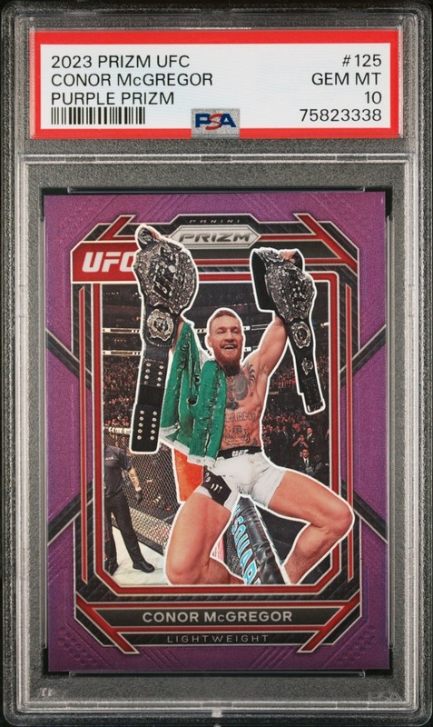 2023 Panini Prizm UFC Conor McGregor #125 Purple Prizm /149 PSA 10