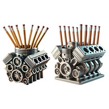 V8 Engine Pen Holder, Engine Block Pencil Organizer Storage Stationery Supplies