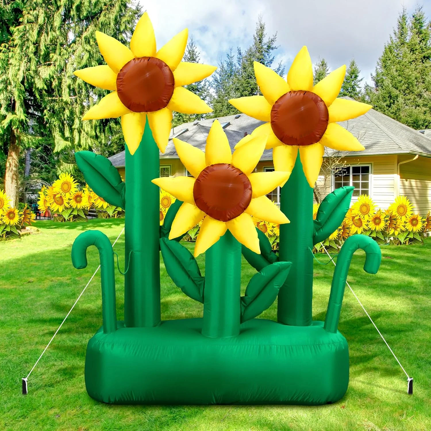 6ft Inflatable Sunflower Decoration with LED for Summer Party & Yard Decor