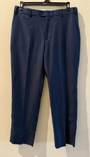 Joseph  Feiss Men's Blue Dress Pants Straight Leg Polyester Button Zip 34W