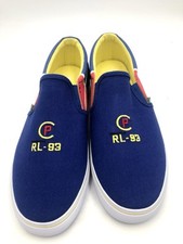 POLO RALPH LAUREN RL-93 Blue White Slip On Loafers Canvas Boat Shoes M7 W5 L2