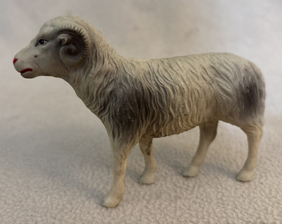 Vintage Celluloid Ram Sheep Rattle Putz Christmas Marked Made in USA