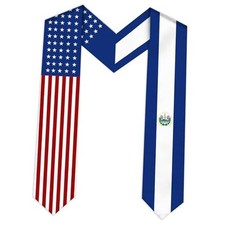 Graduation Stole 2026, Graduation V Shape Stole 4.9x35.8 Usa-el Salvador-blue-3
