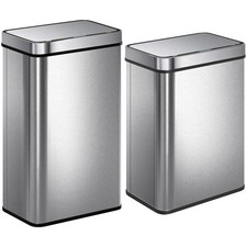 HOMCOM Sensor Bin with Fingerprint-Proof Stainless Steel, Silver Tone