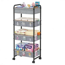 4Tier Rolling Sorage Cart,Baby Diaper Caddy Organizer, Nursery Baby Storage w...