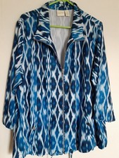 Zenergy by Chico s Women's Blue Abstract Print Zip-Front Jacket US Sz 20/22