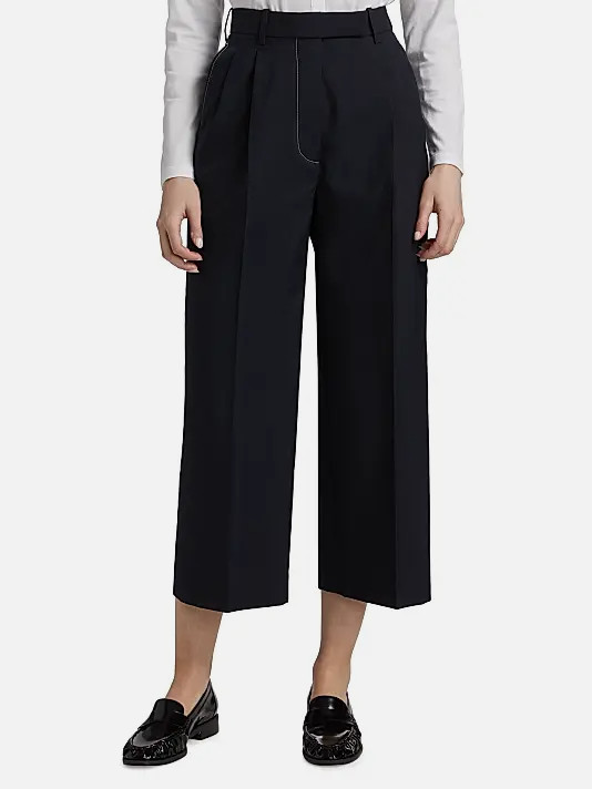 Thom Browne Women's Blue High-Rise Double Pleat Trouser Pants Size 36