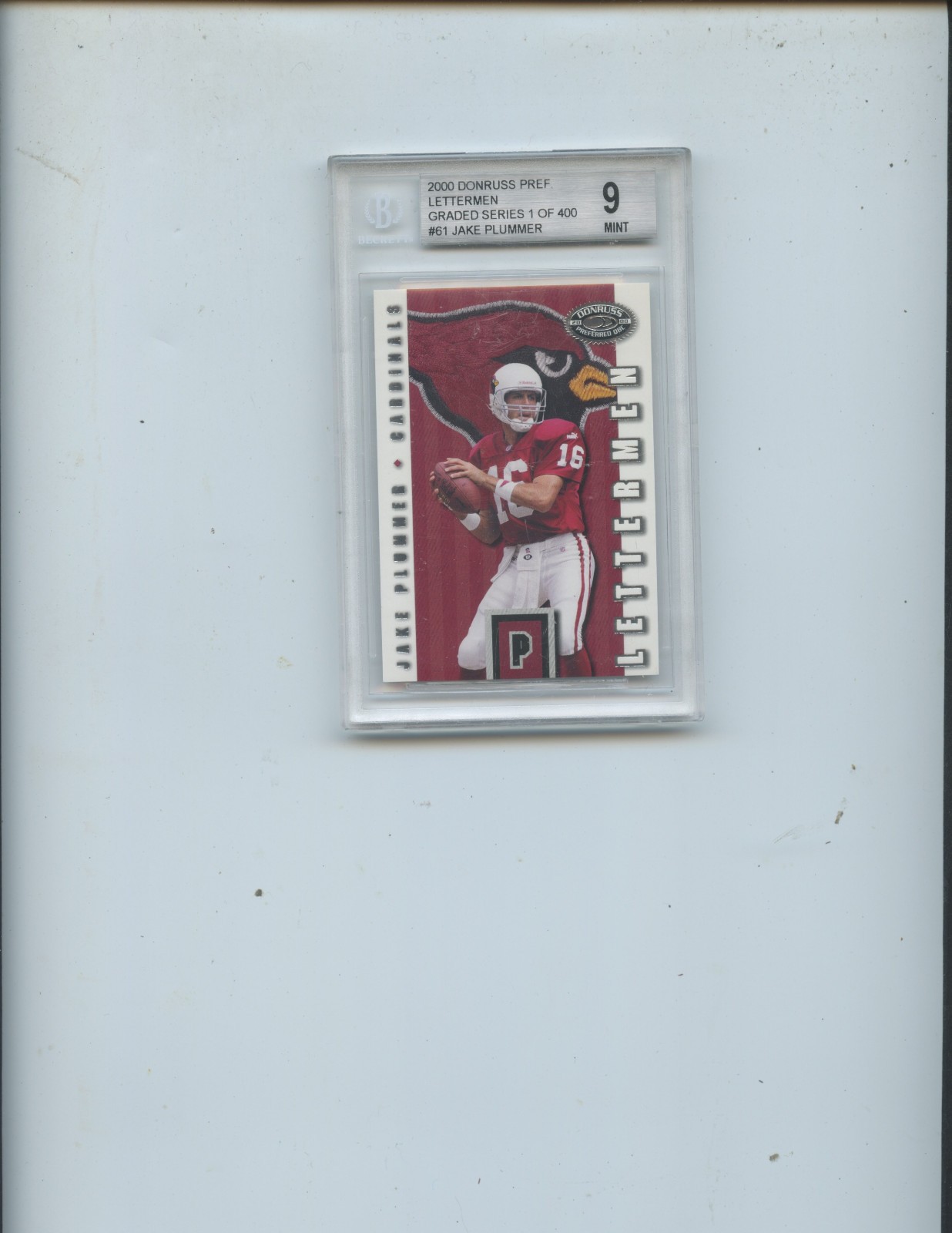 2000 DONRUSS PREFERRED LETTERMEN "JAKE PLUMMER" BECKETT 9 (MINT, CARDINALS)