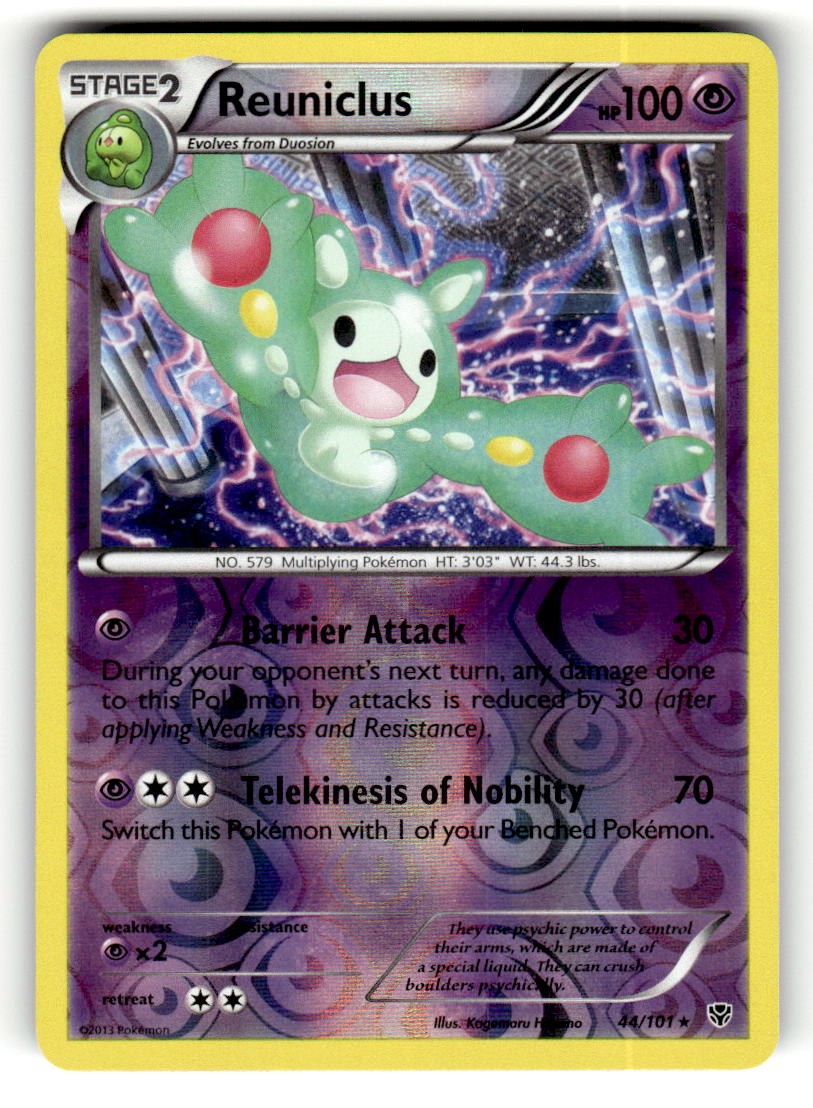Reuniclus 44/101 Rare Plasma Blast Reverse Holo Pokemon Lightly Played